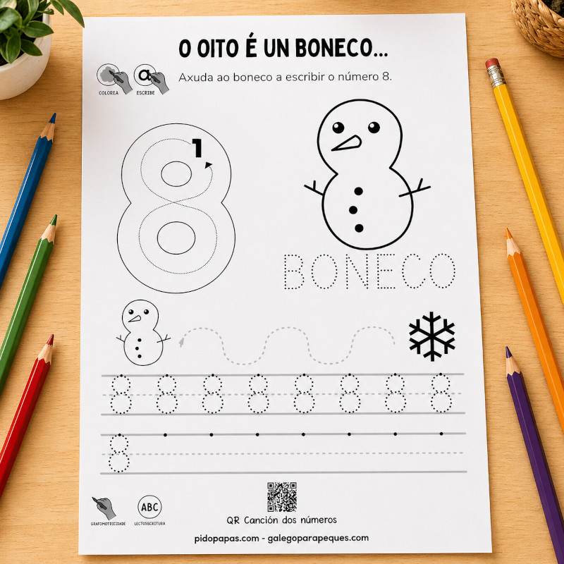 numeros galego oito