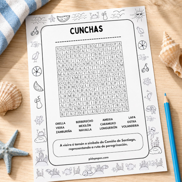 sopa de letras froitas en galego